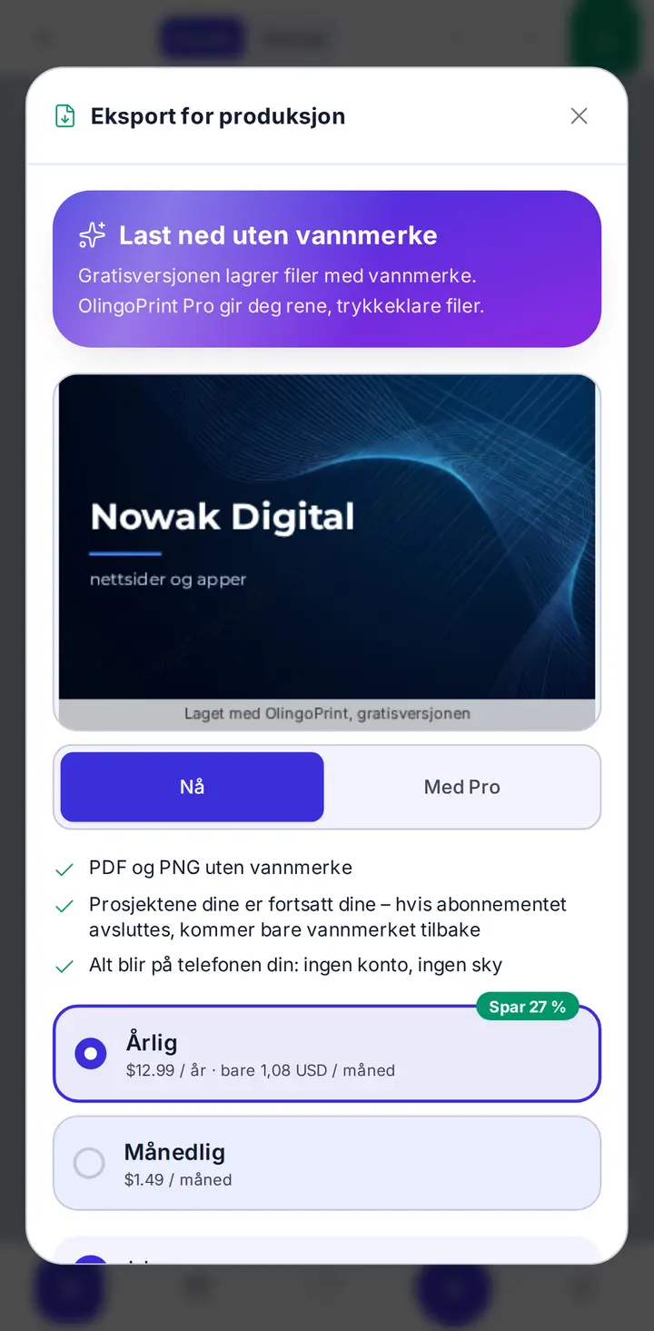 Pro: eksport uten vannmerke
