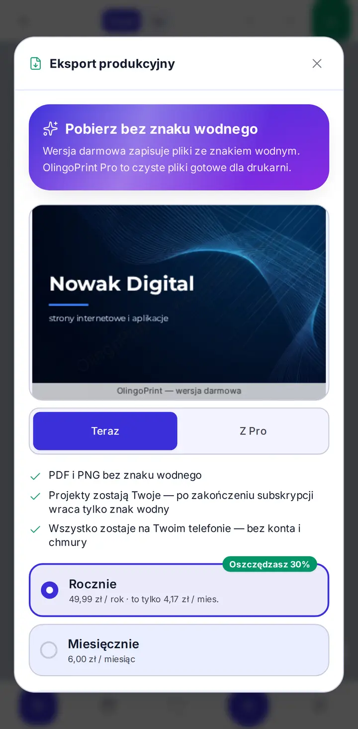 Pro: eksport bez znaku wodnego
