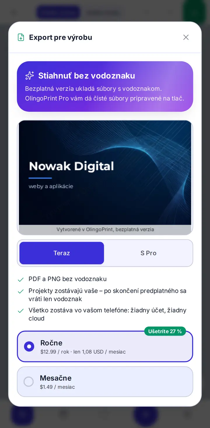 Pro: export bez vodoznaku